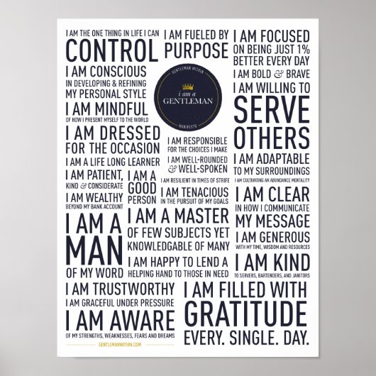 Je Suis Un Poster De Manifeste De Gentleman (Blanc (Devant)