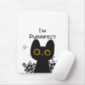 Je suis un tapis de souris chat noir mignon Purrfe (Avec souris)