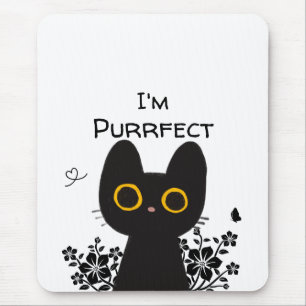 Je suis un tapis de souris chat noir mignon Purrfe