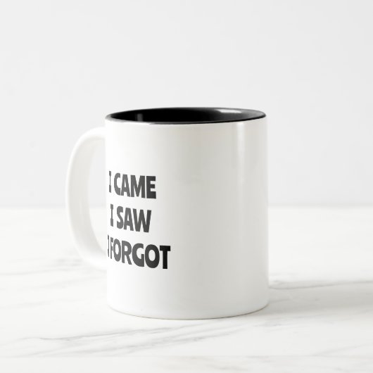 JE SUIS VENU, J'AI VU, J'AI OUBLIÉ Mug (Devant gauche)