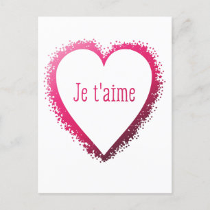 Je t aime, ik hou van je in het Frans in roze Briefkaart