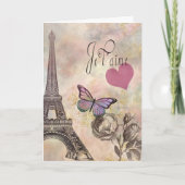 Je T' Aime Valentijn Folded Holiday Card Feestdagen Kaart (Voorkant)