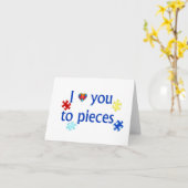 Je t'aime à la carte de note d'autisme de morceaux (Fleur jaune)