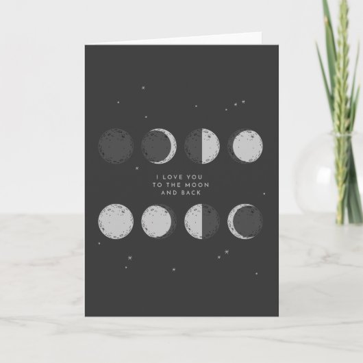 Je T'Aime À La Carte De Voeux Lune Et Retour (Devant)