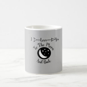 Je t'aime à la lune et à la tasse de dos