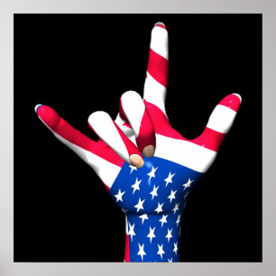 Je t'aime affiche de drapeau des Etats-Unis