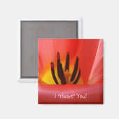 Je "T'aime" ! aimant ROUGE Fleurs de Tulipe (Recto/Verso)