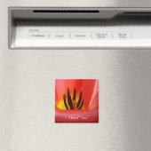 Je "T'aime" ! aimant ROUGE Fleurs de Tulipe (In Situ (Lave-vaisselle))
