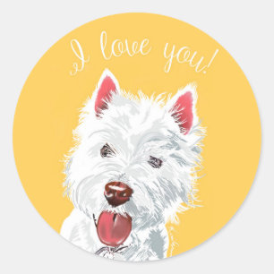 Je t'aime autocollants de westie