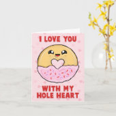 Je t'aime avec mon coeur de trou - carte de beigne (Fleur jaune)