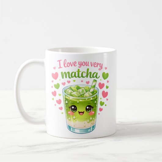 Je T'Aime Beaucoup Matcha Tasse Mignonne (Gauche)