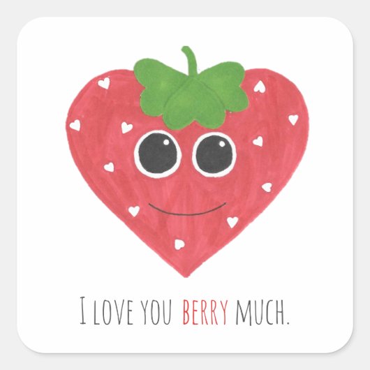 Je T'Aime Berry Beaucoup Sticker fraise (Devant)