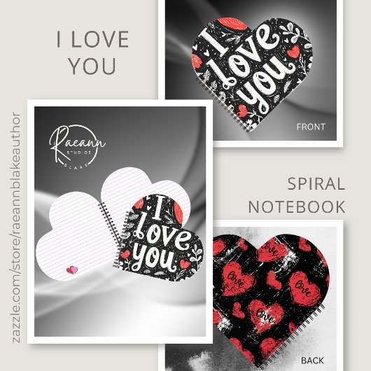 Je T'Aime Carnet Spiral En Forme De Coeur