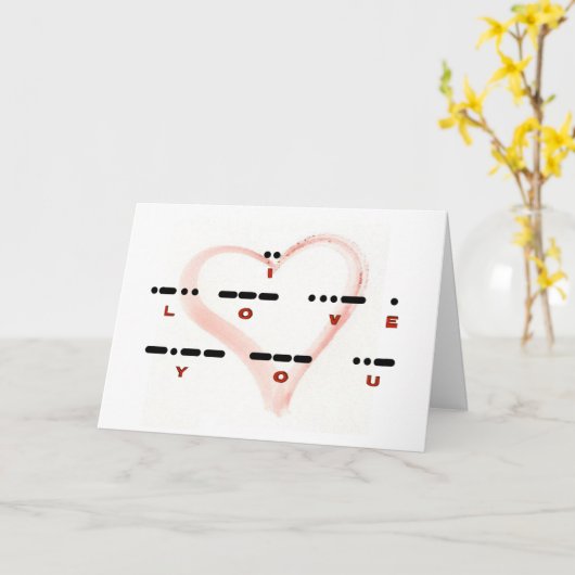 JE T'AIME - Carte Code Morse & Lettres (Fleur jaune)