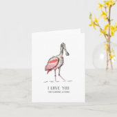 Je T'Aime Carte de note pliée de Spoonbill (Fleur jaune)