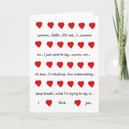Je t'aime carte de Valentine (style de Hugh Grant, (Devant)