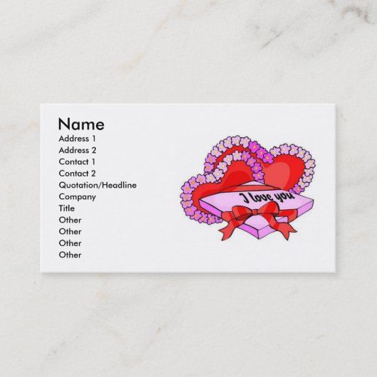 Je t'aime Carte de visite (Devant)