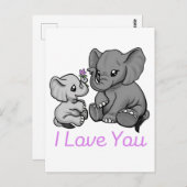 Je t'aime - carte éléphant (Devant / Derrière)