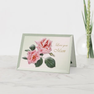 Je t'aime, carte mère aux roses roses