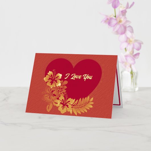 Je t'aime Carte pliée personnalisée Gold Foil (Orchidée)