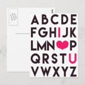 JE T'AIME - Carte postale alphabet mignon (Devant / Derrière)