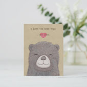 Je t'aime carte postale Cute Bear Love Heart Carte (Debout devant)