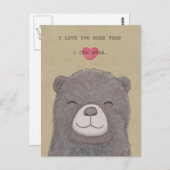 Je t'aime carte postale Cute Bear Love Heart Carte (Devant / Derrière)