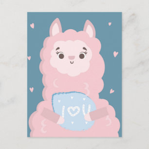 Je t'aime carte postale lama