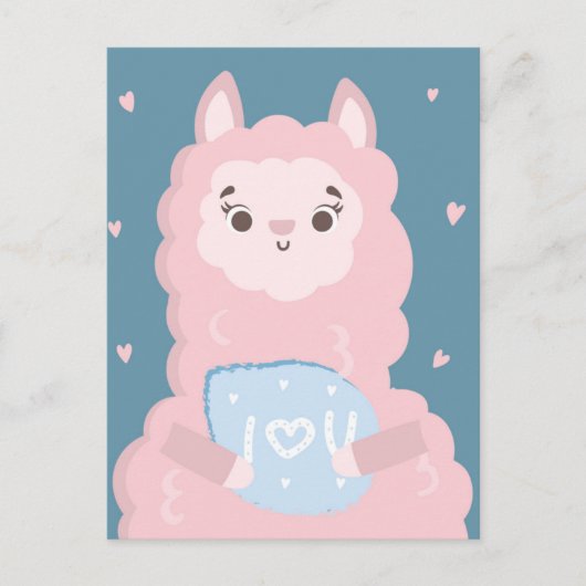 Je t'aime carte postale lama (Devant)