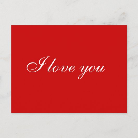 Je t'aime carte postale rouge et blanc (Devant)