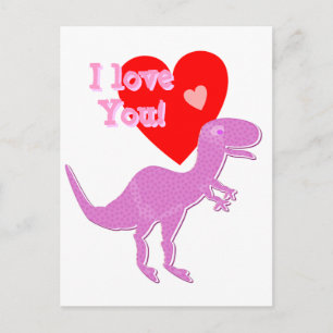 Je t'aime Cartoon Dinosaur T-Rex Carte postale