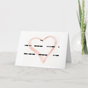 Je t'aime Code Morse avec carte cœur aquarelle