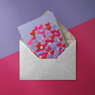 Je t'aime coeur aquarelle Carte postale