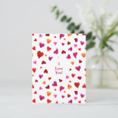 Je t'aime coeur aquarelle Carte Saint Valentin (Debout devant)