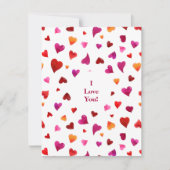 Je t'aime coeur aquarelle Carte Saint Valentin (Devant)