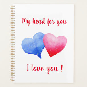 Je t'aime coeur rouge et bleu Saint Valentin