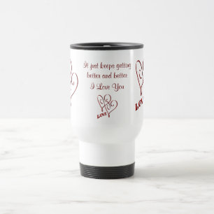 Je T'Aime Coeurs Rouges Interconnectés Voyage Mug