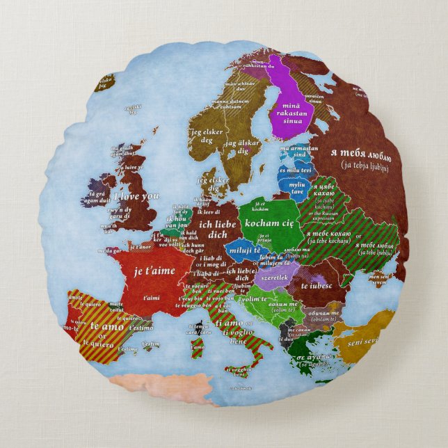 Je t'aime coussin rond de carte (Devant)