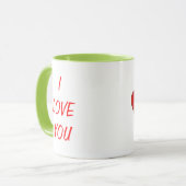 Je t'aime, crocodile mignon avec une tasse de (Devant gauche)