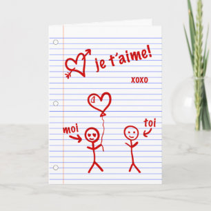 je t'aime croquis de cahier feestdagen kaart