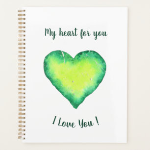 Je t'aime Cute Green et Blue Heart Anniversaire