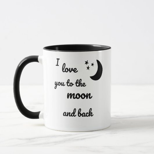 Je t'aime dans la lune et la tasse arrière (Gauche)