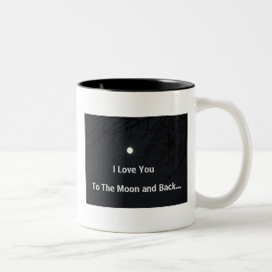 Je t'aime dans la lune et la tasse arrière de
