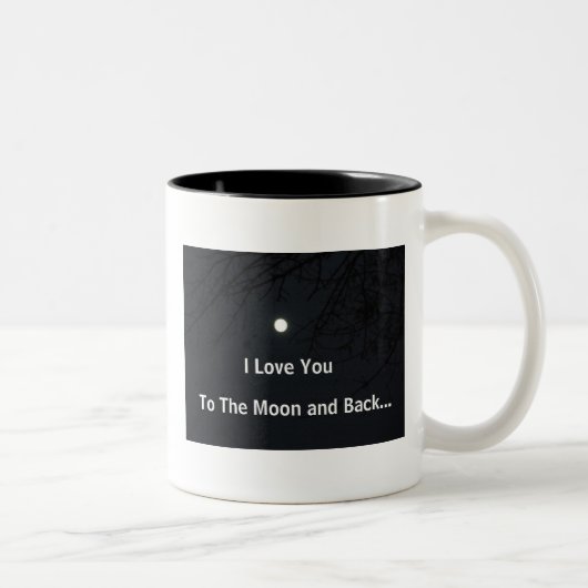 Je t'aime dans la lune et la tasse arrière de (Droit)