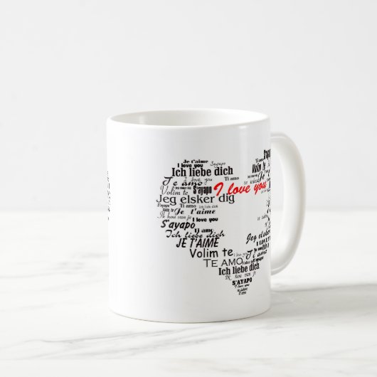 Je t'aime dans tasse blanche de base de (Devant droit)