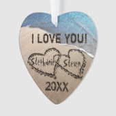 Je T'Aime ! Deux Coeurs En Ornement De Sable (devant)
