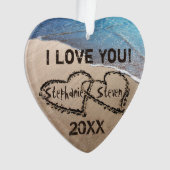 Je T'Aime ! Deux Coeurs En Ornement De Sable (devant)