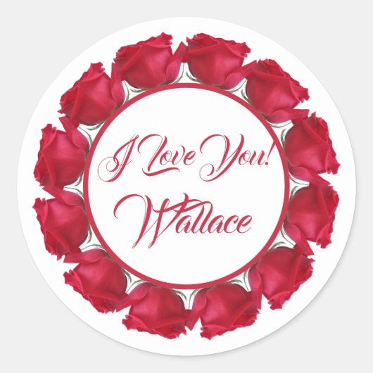 Je T'Aime Douzaine Red Roses Classic Round Sticker (Devant)