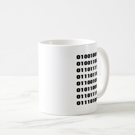 "Je t'aime" (en code binaire) tasse (Devant droit)