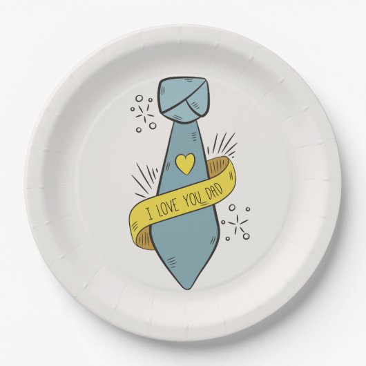 Je t'aime Fête des pères papa | Assiette en Papier (Devant)